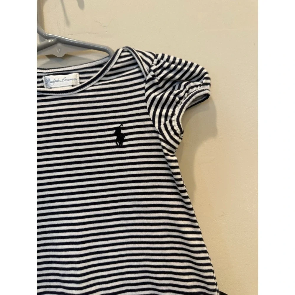 Ralph Lauren Toddler Girls striped‎ ruffled dress w/matching bloomers Size 6M